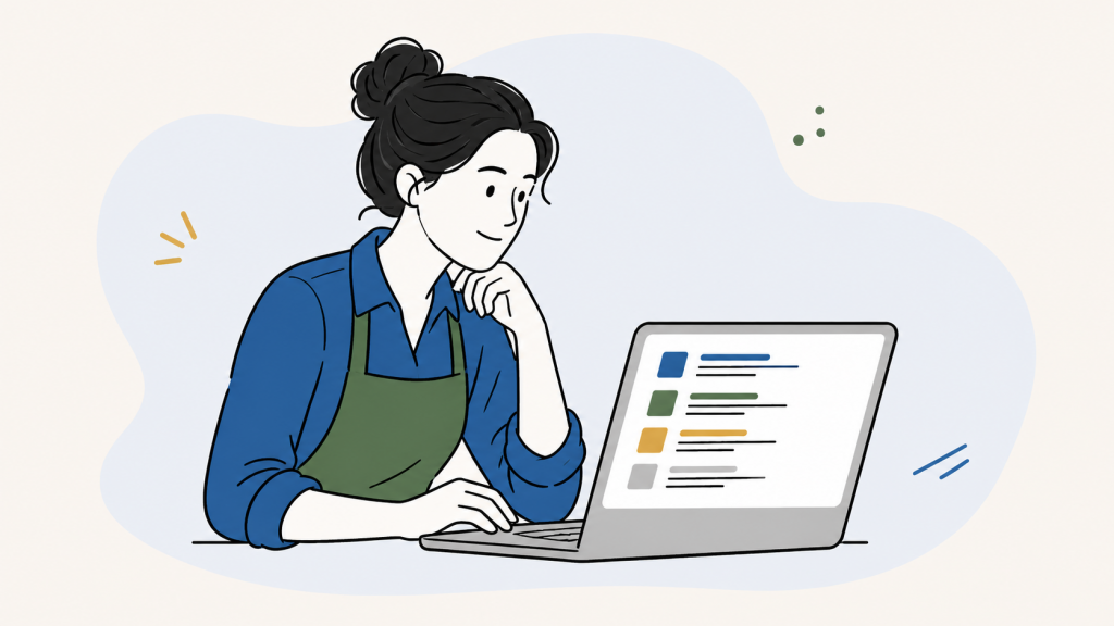 どんな検索語で見つかっているのか考える経営者のイラスト