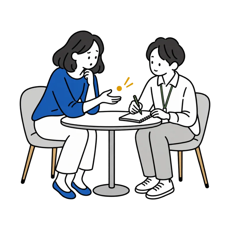 イラスト:ご相談の様子(お悩みを伺うヒアリング)