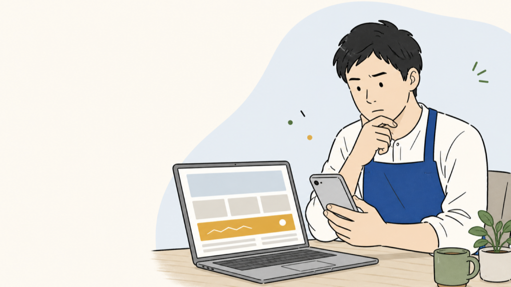 無料ホームページ作成サービスの限界と乗り換えのタイミングを表すイラスト